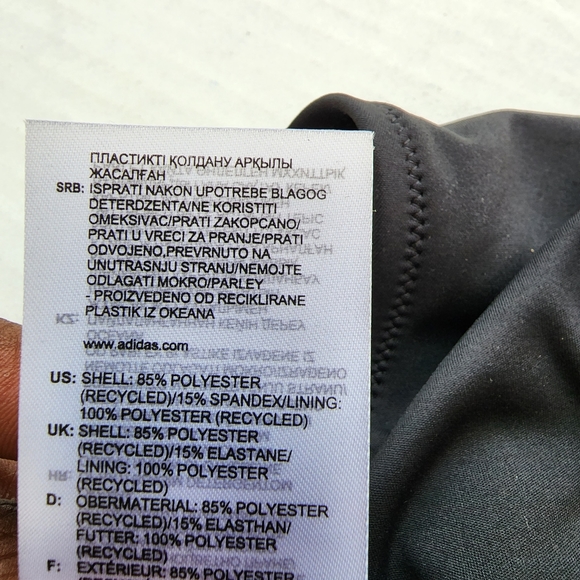 NWT Adidas Original Black White Adicolor Three Stripe Zip Up one Piece Swimsuit - Picture 6 of 8